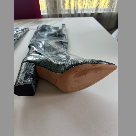 Paris Texas Blue Snakeskin Heeled Boots - Picture 11 of 16